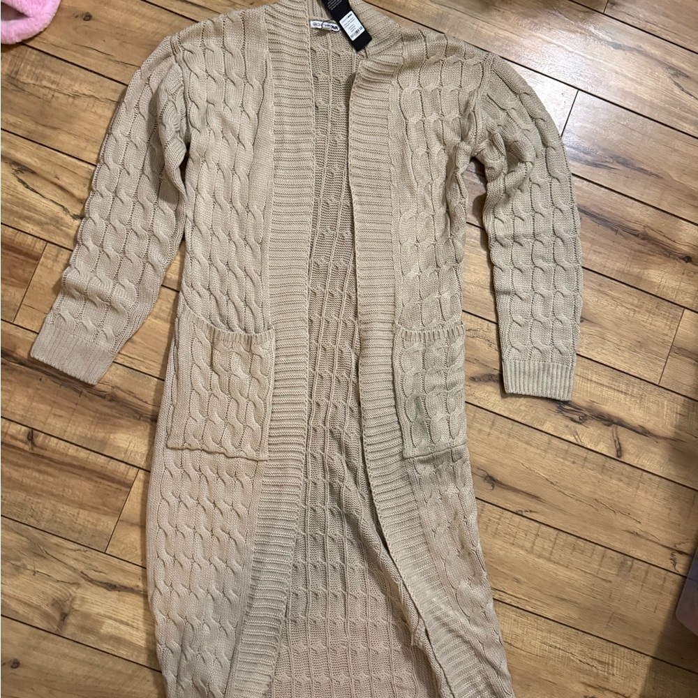 Fashion Nova Cable Knit Cardigan - Beige